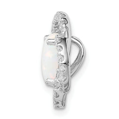 Sterling Silver Rhodium Plated CZ and Lab Created Opal Chain SIide