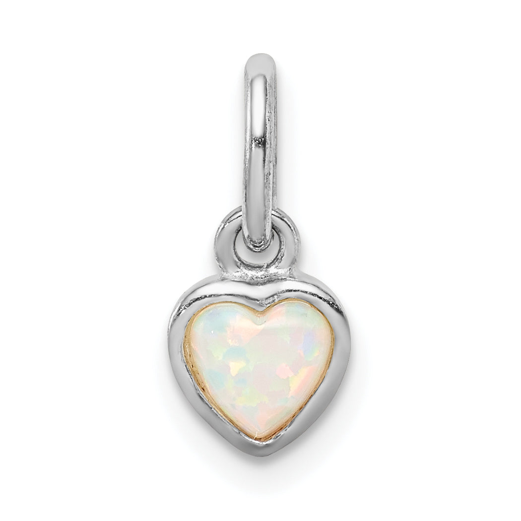 Sterling Silver Rhodium Plated Lab Created Opal Heart Pendant Main image