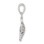 Sterling Silver Purple and Clear CZ Flower Pendant