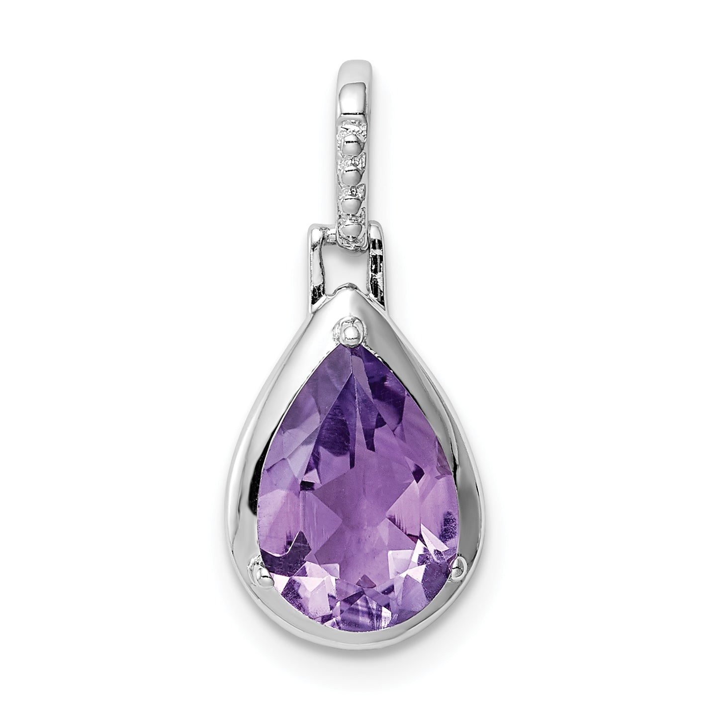 Sterling Silver Rhodium-plated Amethyst Teardrop Pendant Main image