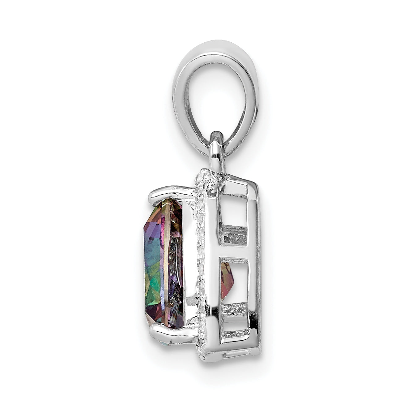 Sterling Silver Rhod-plated Trillion Mystic Fire/White Topaz Pendant Secondary image