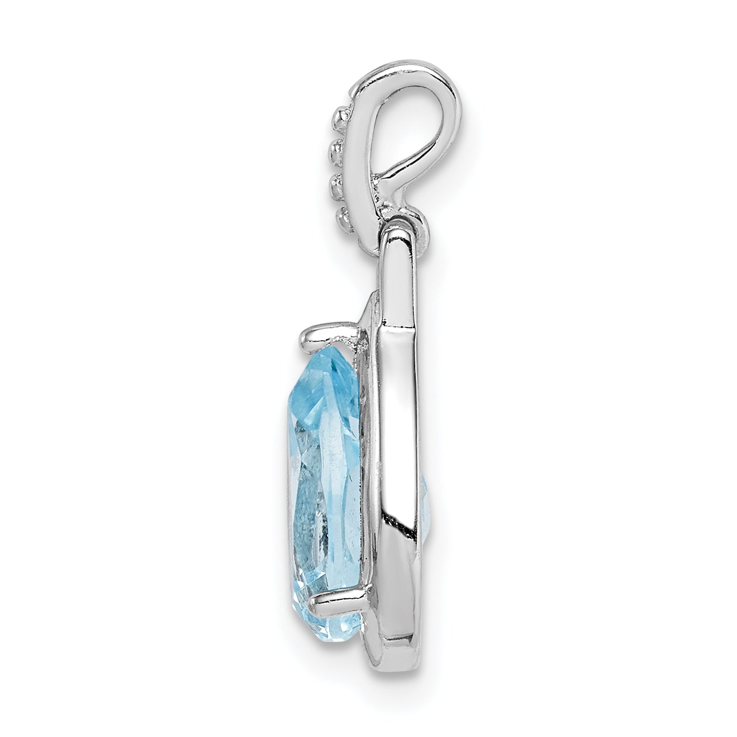 Sterling Silver Rhodium-plated Blue Topaz Teardrop Pendant Secondary image