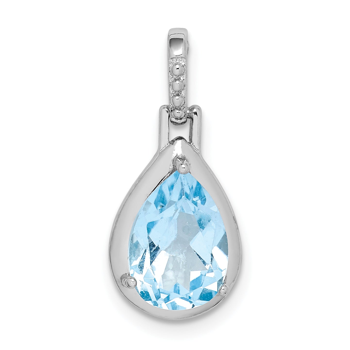 Sterling Silver Rhodium-plated Blue Topaz Teardrop Pendant Main image