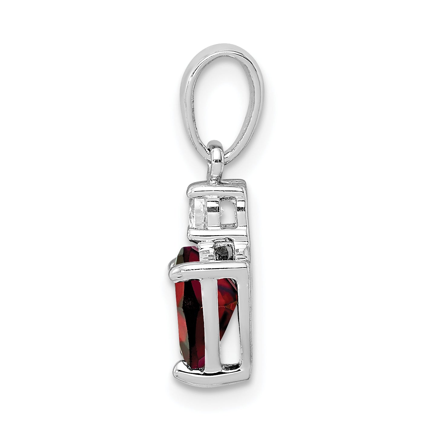Sterling Silver Rhodium-plated Heart Garnet & White Topaz Pendant Secondary image