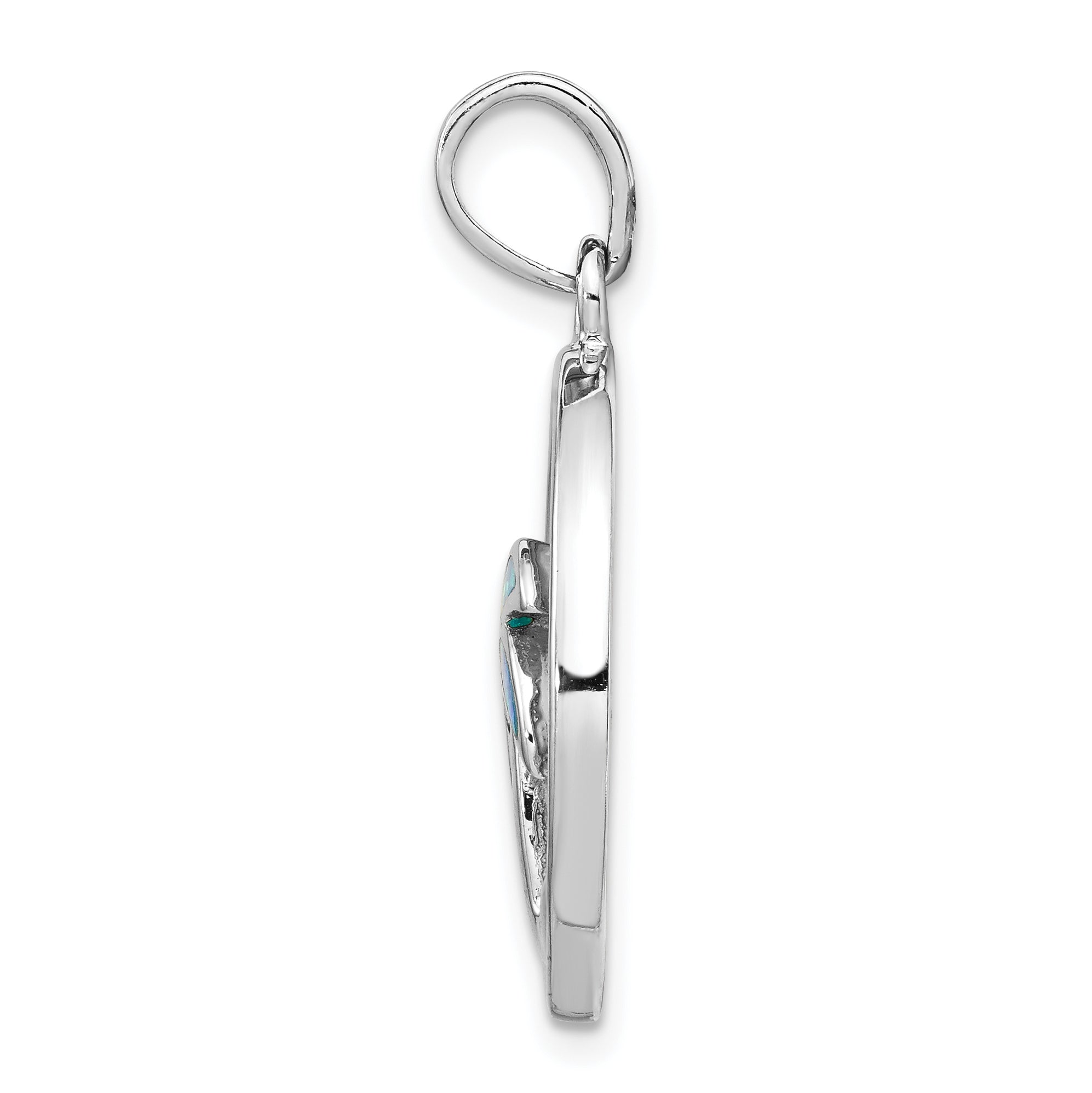 Sterling Silver Rhod-plated MOP /Created Opal  Palm Tree Pendant Secondary image