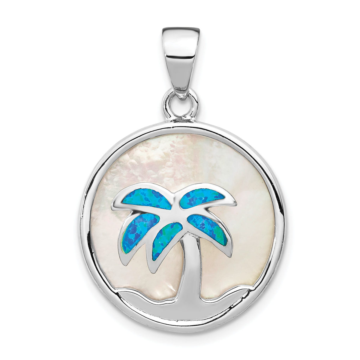 Palm Tree Pendant in Sterling Silver, 21x24mm - Sophia Jewelers Main image