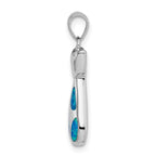 Sterling Silver Rhodium-plated Cat w/Created Opal Accents Pendant