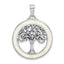 Sterling Silver Rhodium-plated Created Opal Circle w/Tree Pendant