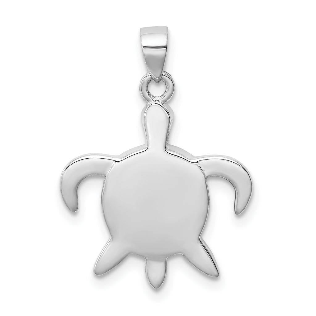 Sterling Silver Rhodium-plated Polished Created Opal Turtle Pendant