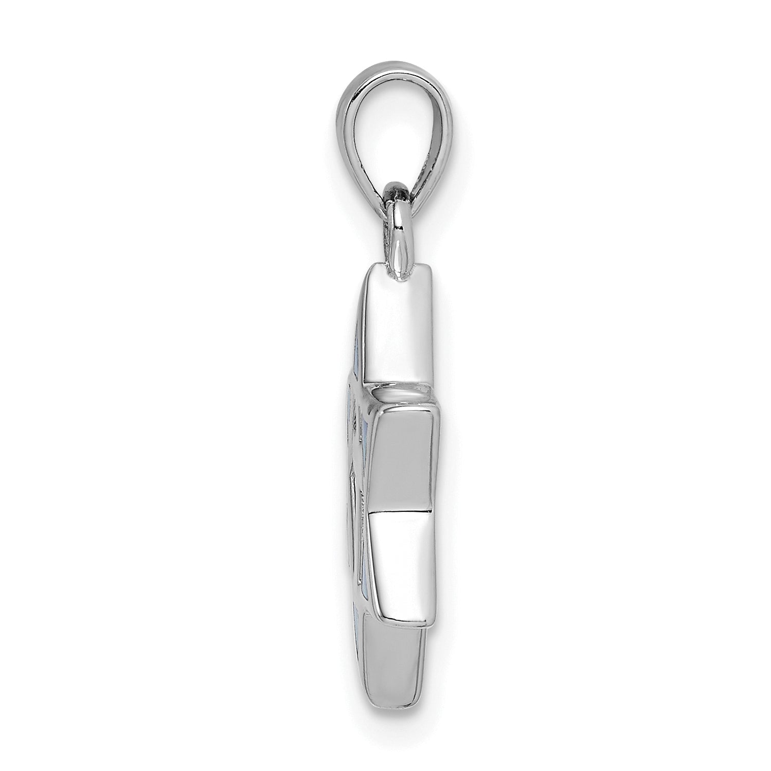 Sterling Silver Rhodium-plated Star of David Created Opal CZ Pendant Secondary image
