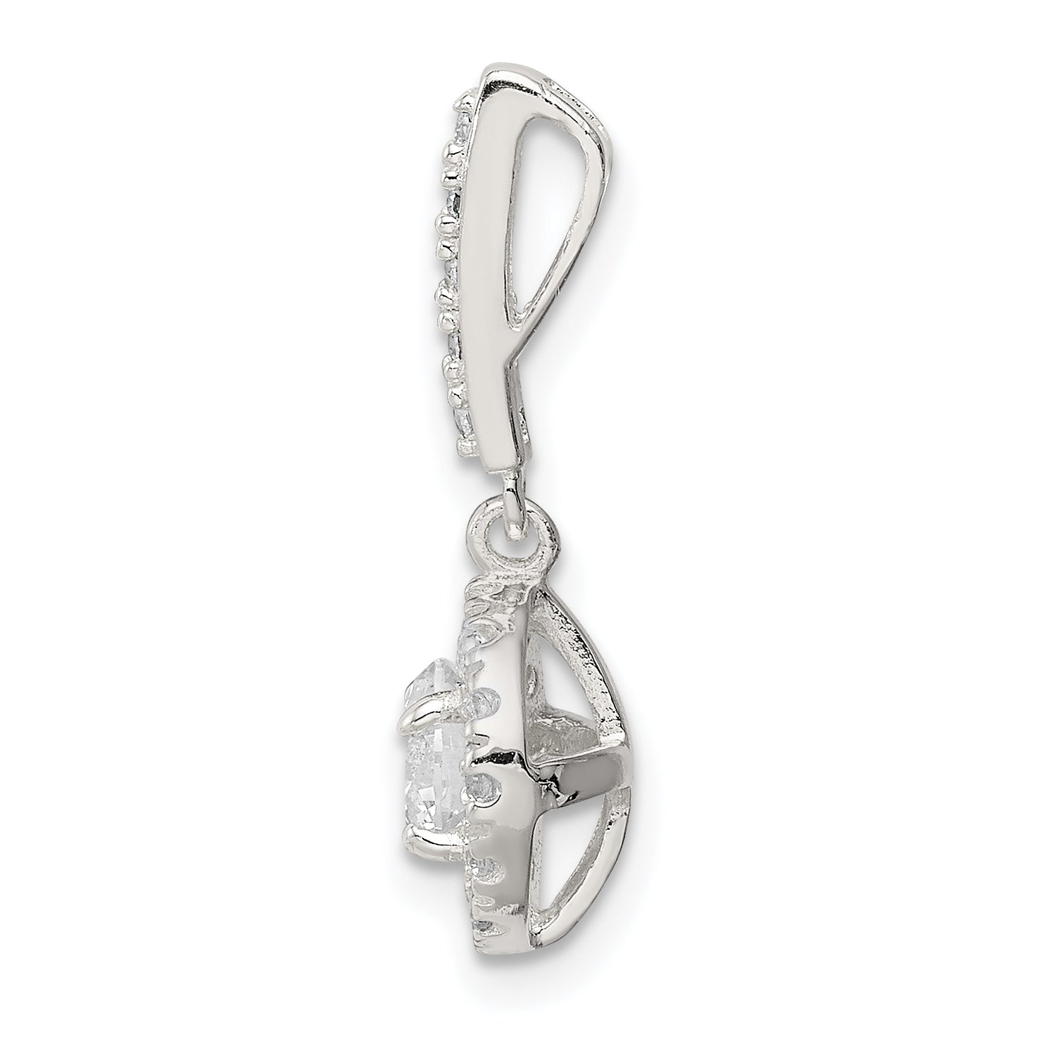 Sterling Silver CZ Halo Dangle Pendant Secondary image