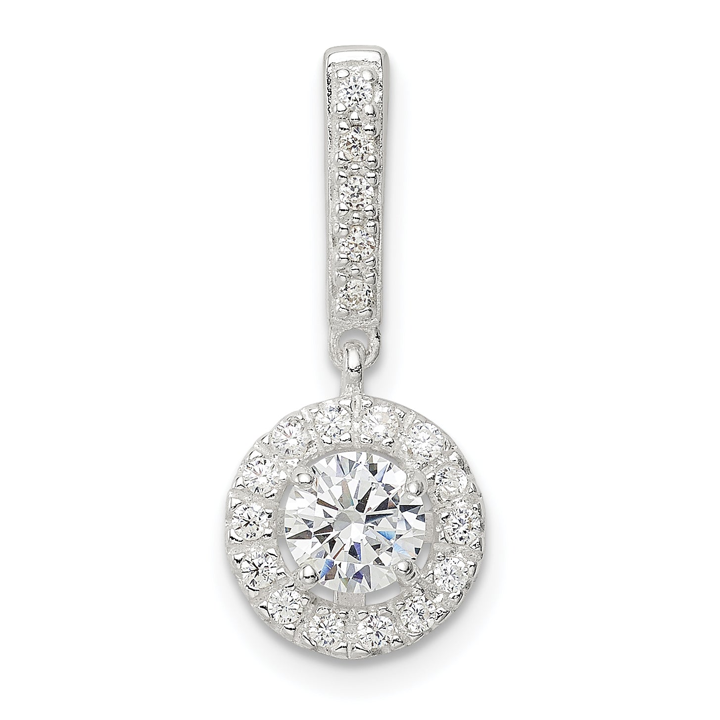Sterling Silver CZ Halo Dangle Pendant Main image