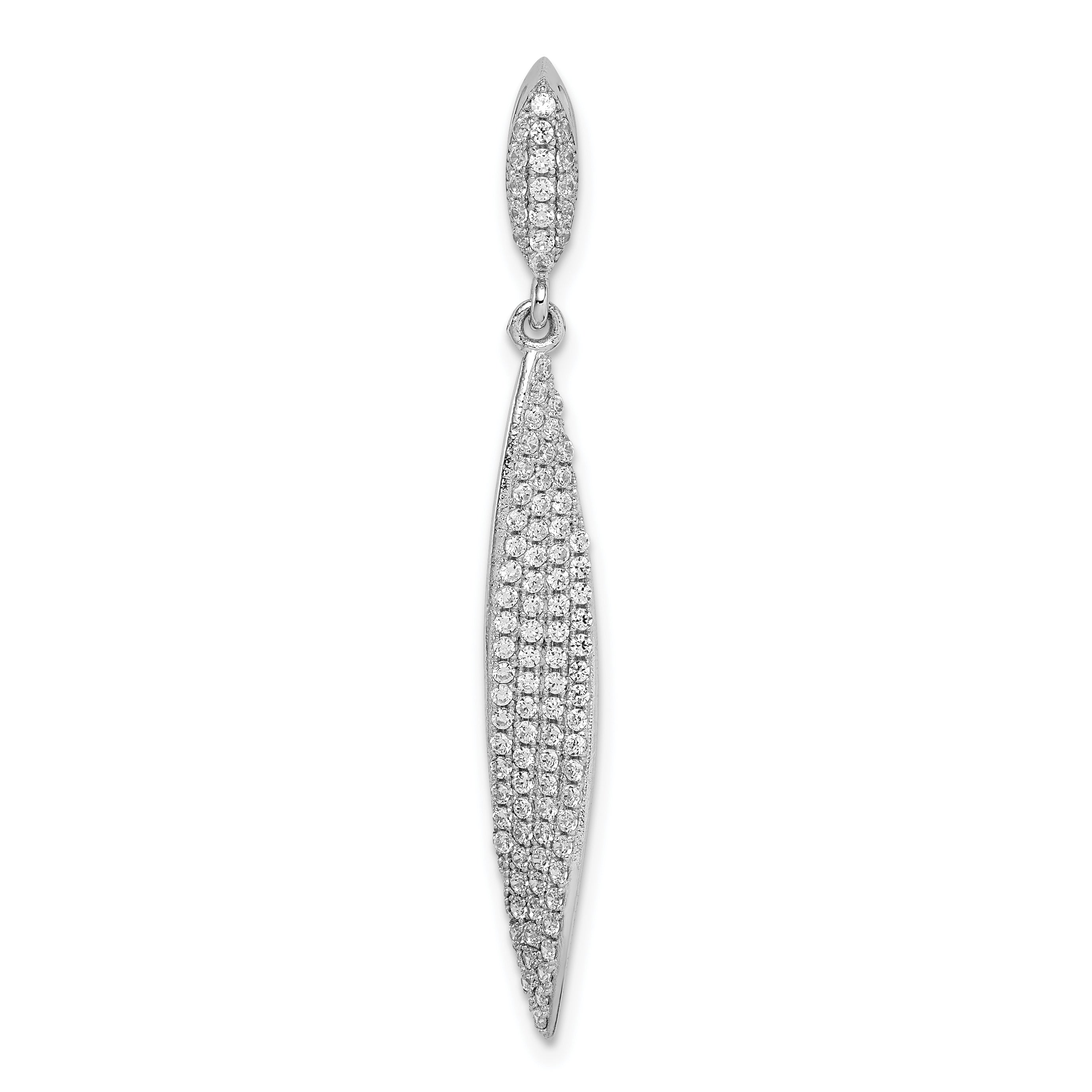 Sterling Silver Rhodium-plated Pave CZ Leaf Pendant Main image