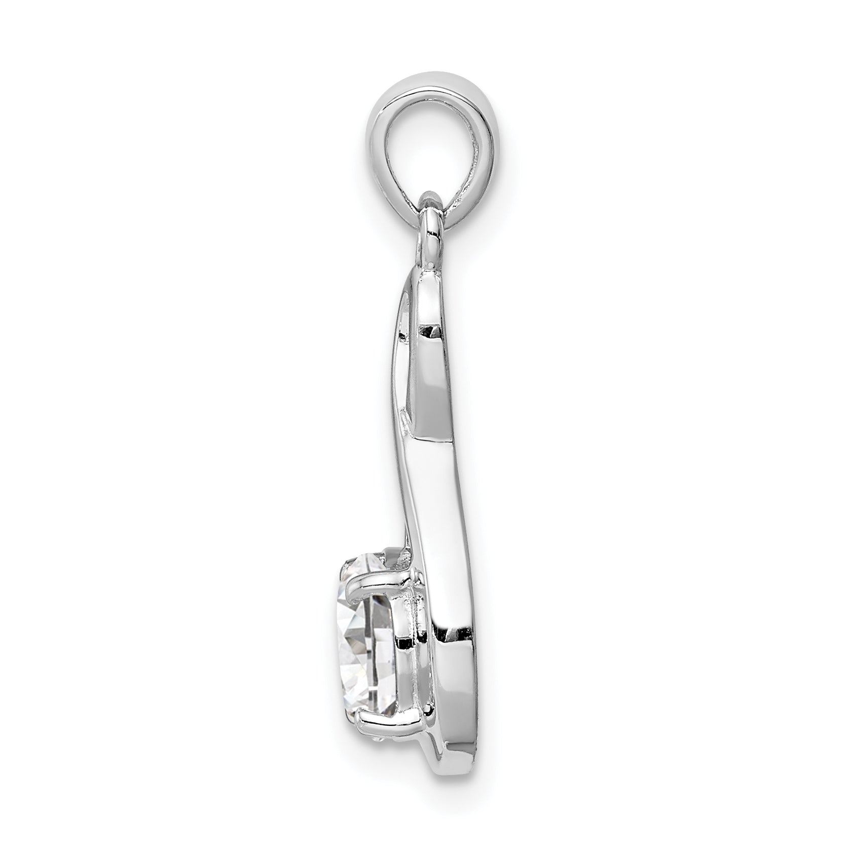 Sterling Silver Rhodium-plated 6.5mm CZ Teardrop Pendant Secondary image