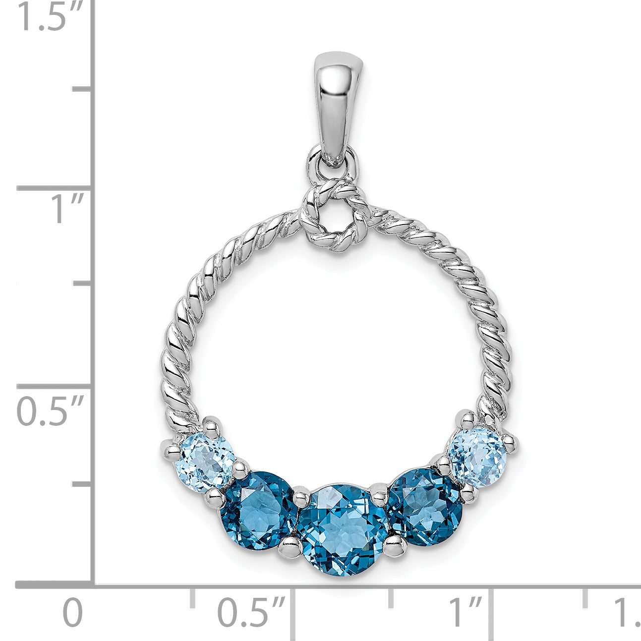 Sterling Silver Rhod-plat London blue and LB topaz Pendant