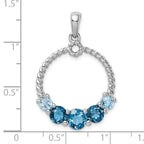 Sterling Silver Rhod-plat London blue and LB topaz Pendant