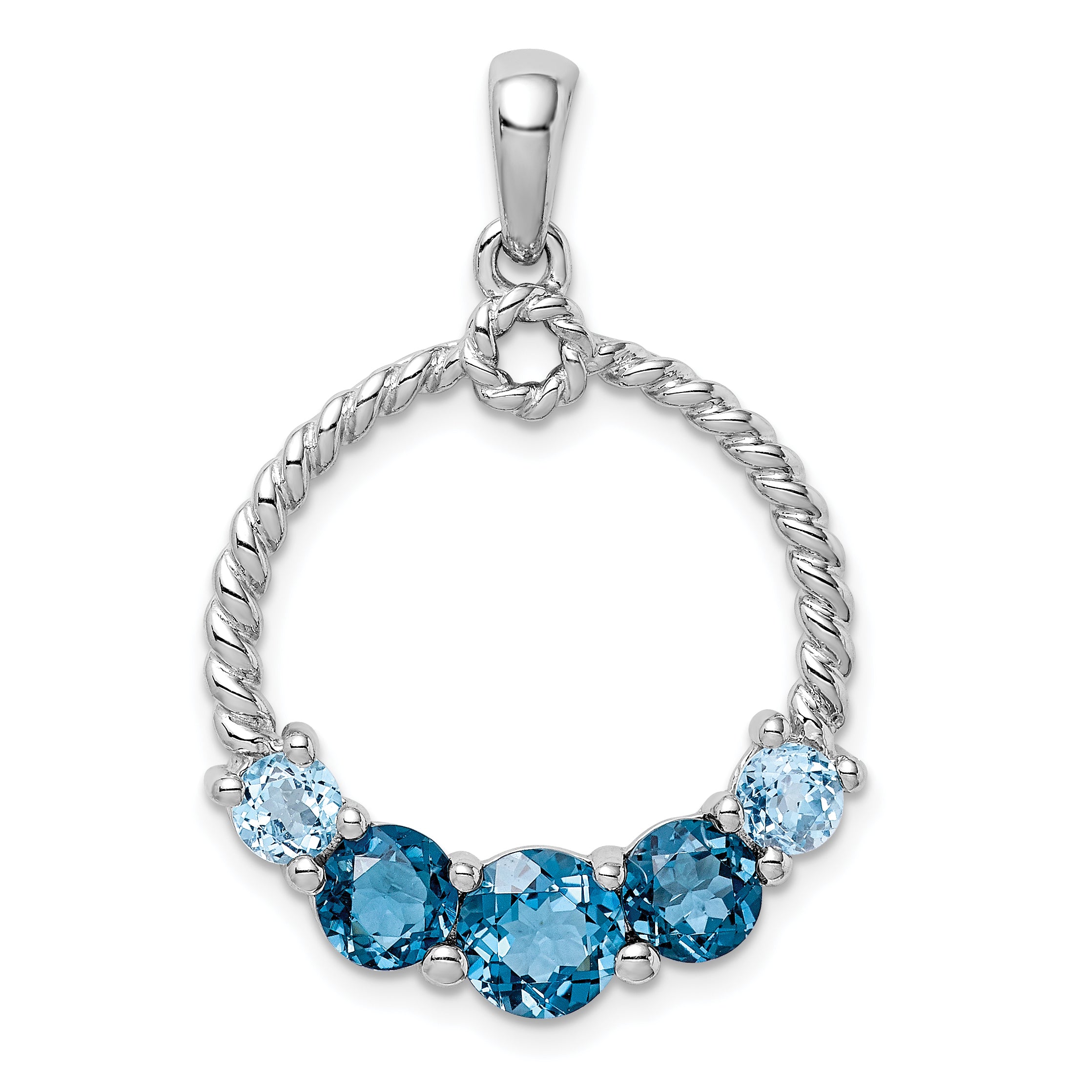 Sterling Silver Rhod-plat London blue and LB topaz Pendant Main image