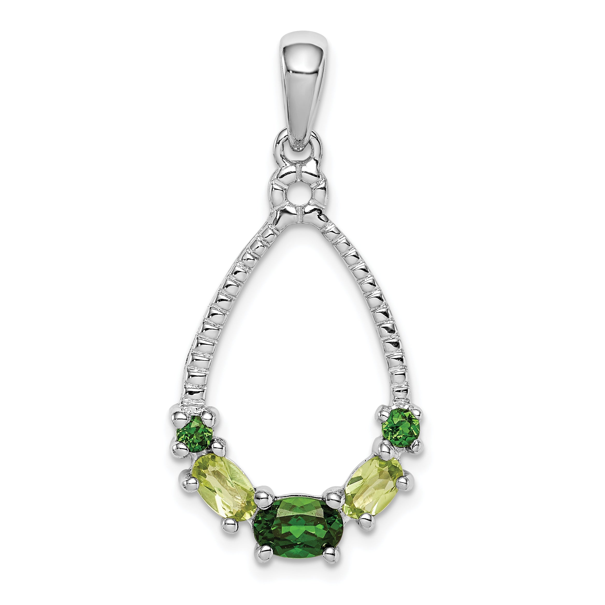 Sterling Silver Rhodium Plated Chrome Diopside and Peridot Pendant Main image