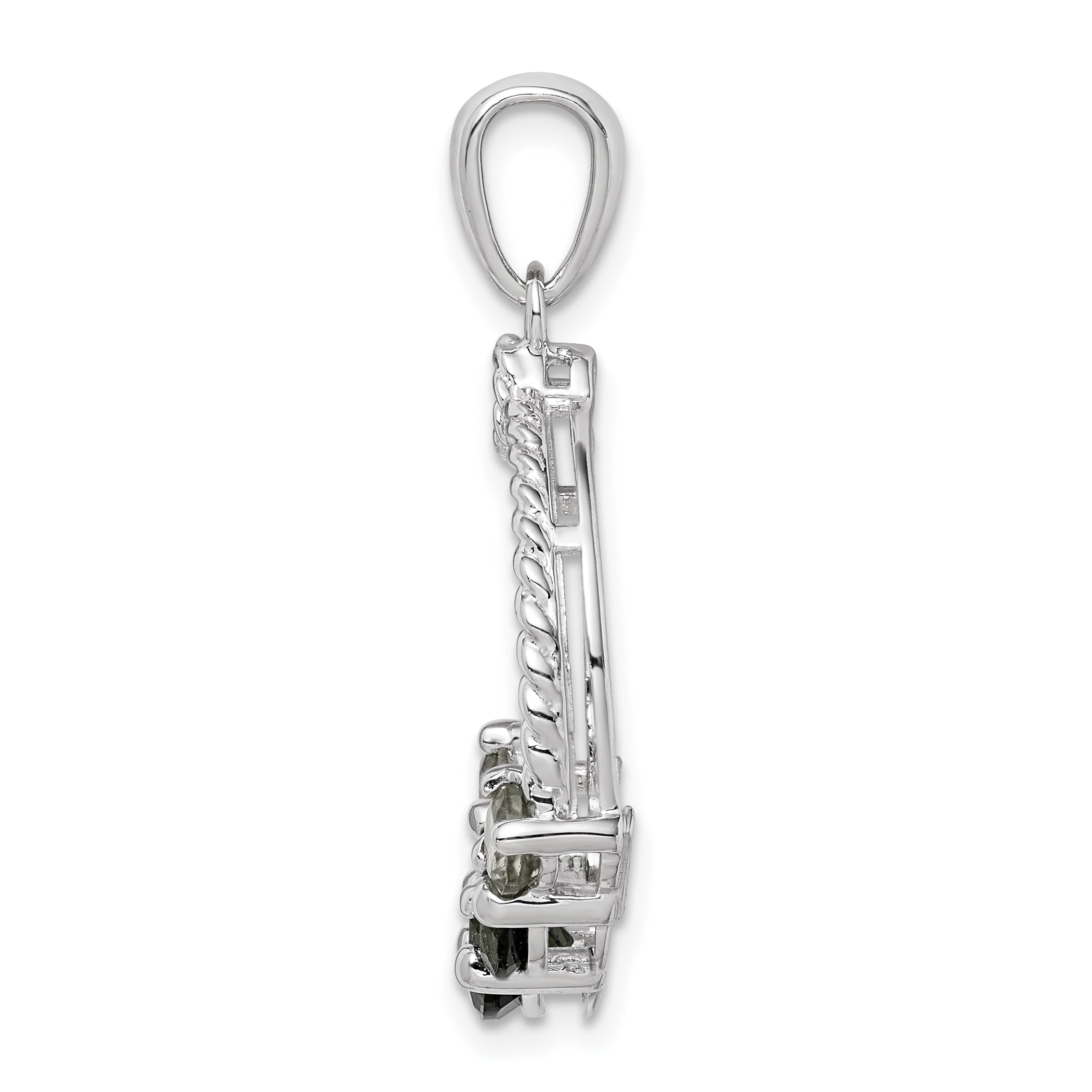 Sterling Silver Rhodium-plated Chrome Diopside and Peridot Pendant Secondary image