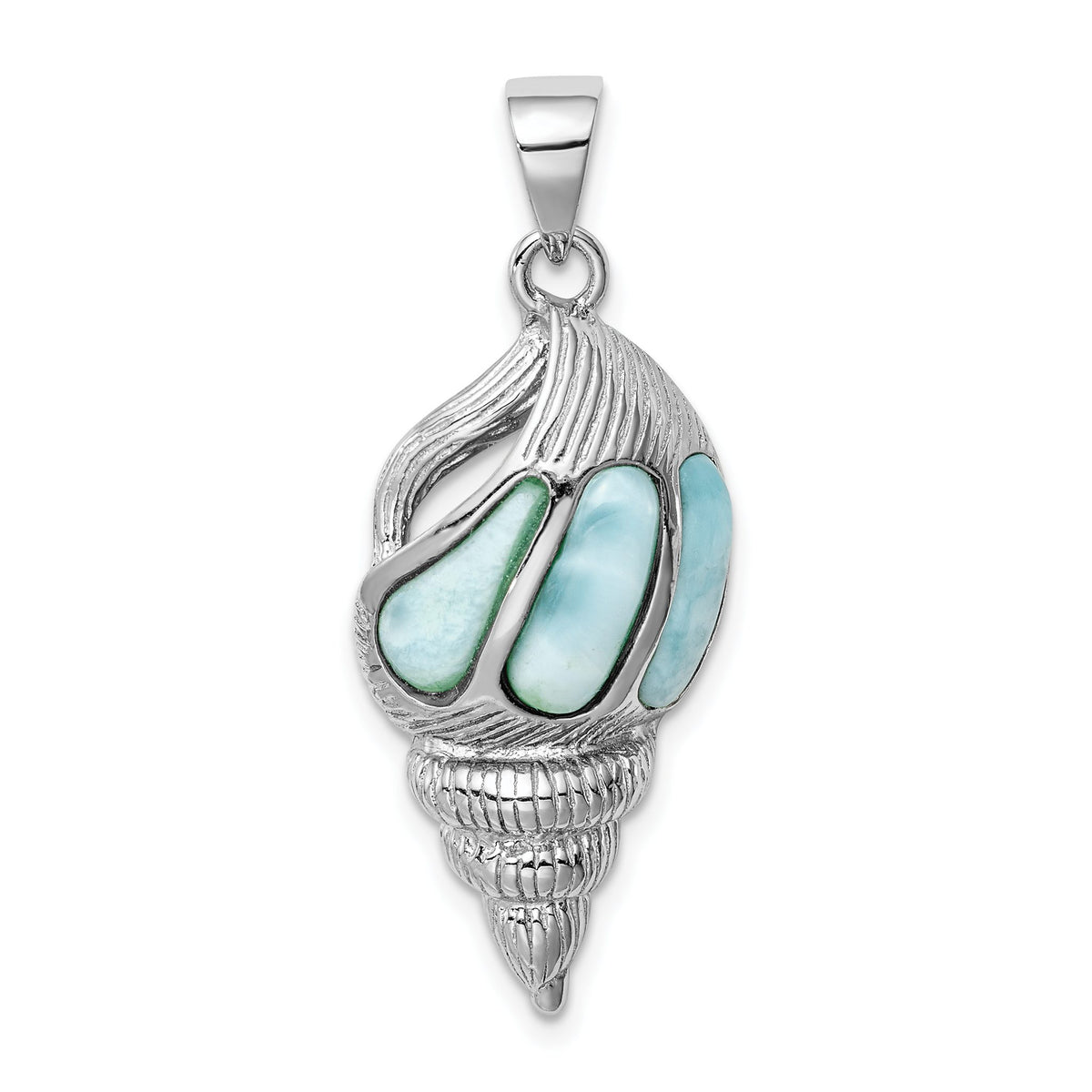 Larimar Shell Pendant in Sterling Silver, 27mm - Sophia Jewelers Main image