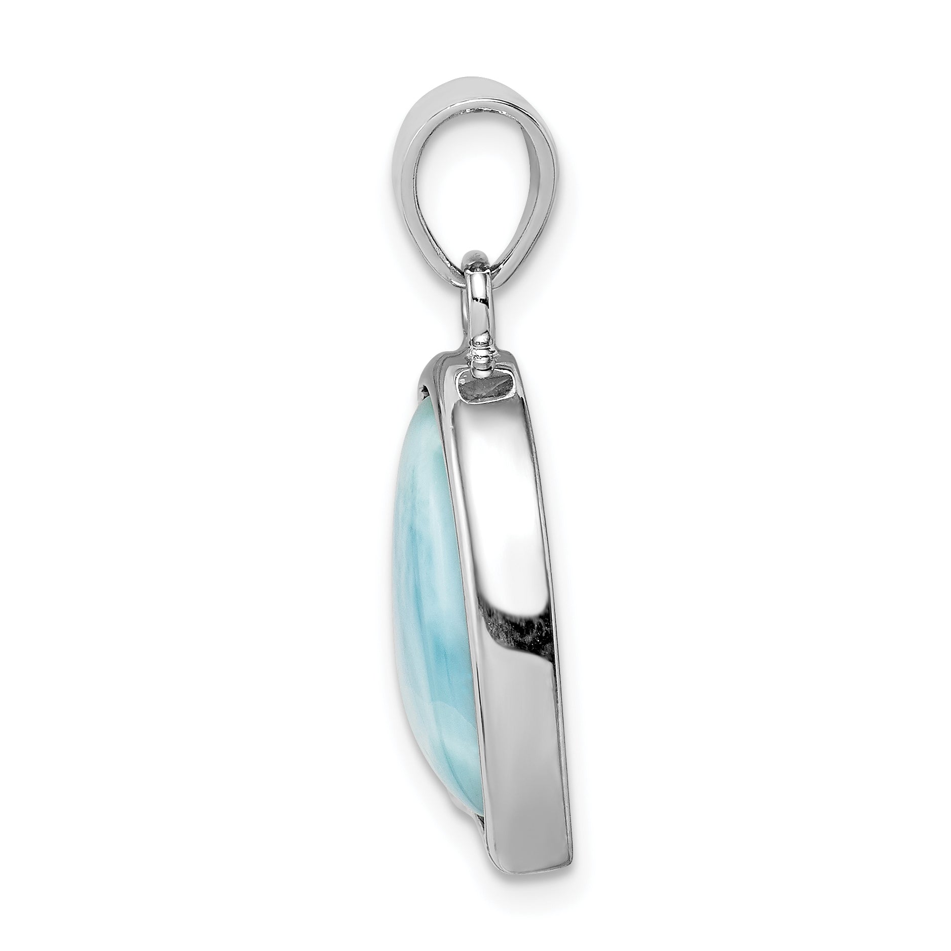 Sterling Silver Rhodium-plated Larimar Heart Pendant Secondary image