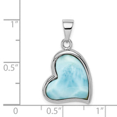 Sterling Silver Rhodium-plated Larimar Heart Pendant