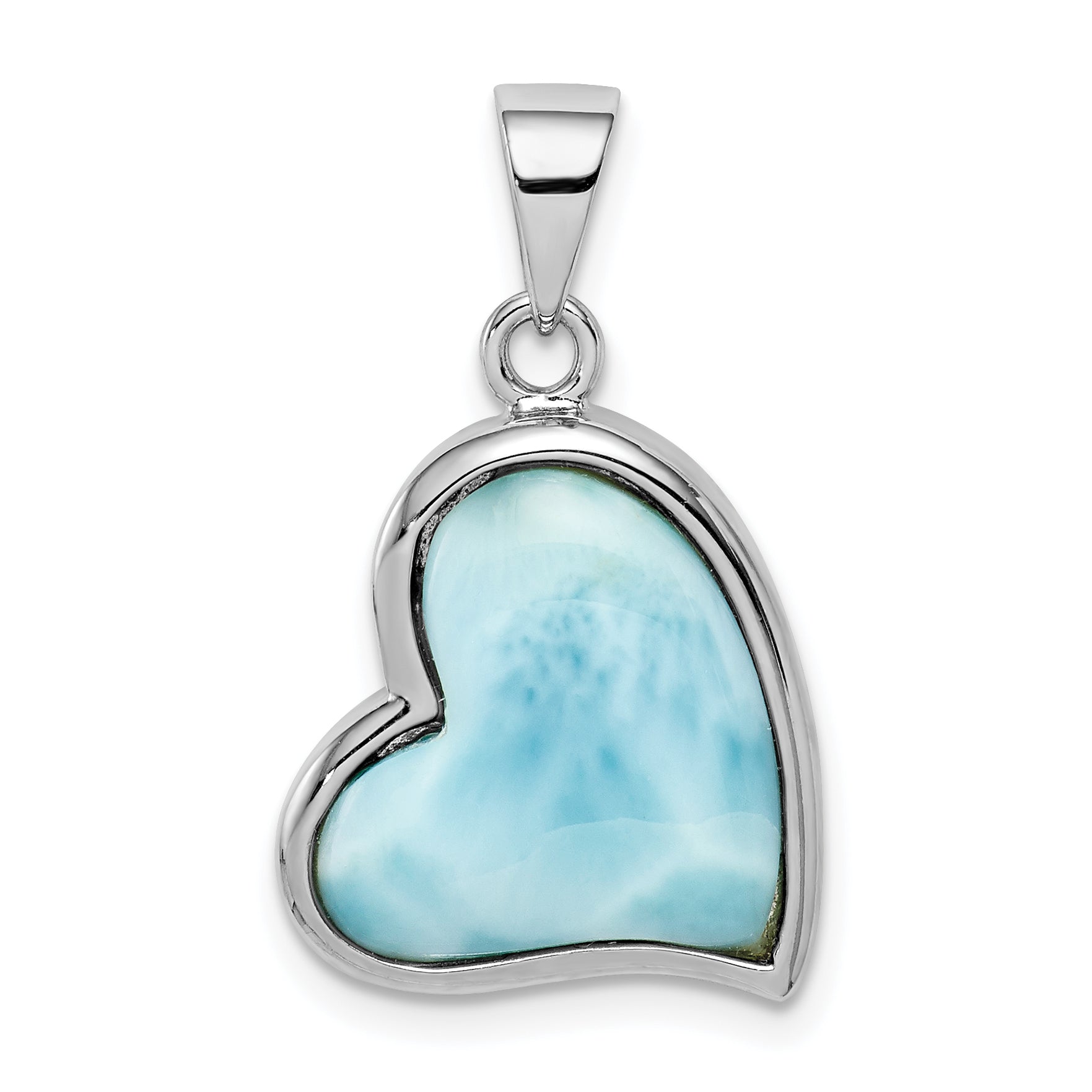 Sterling Silver Rhodium-plated Larimar Heart Pendant Main image