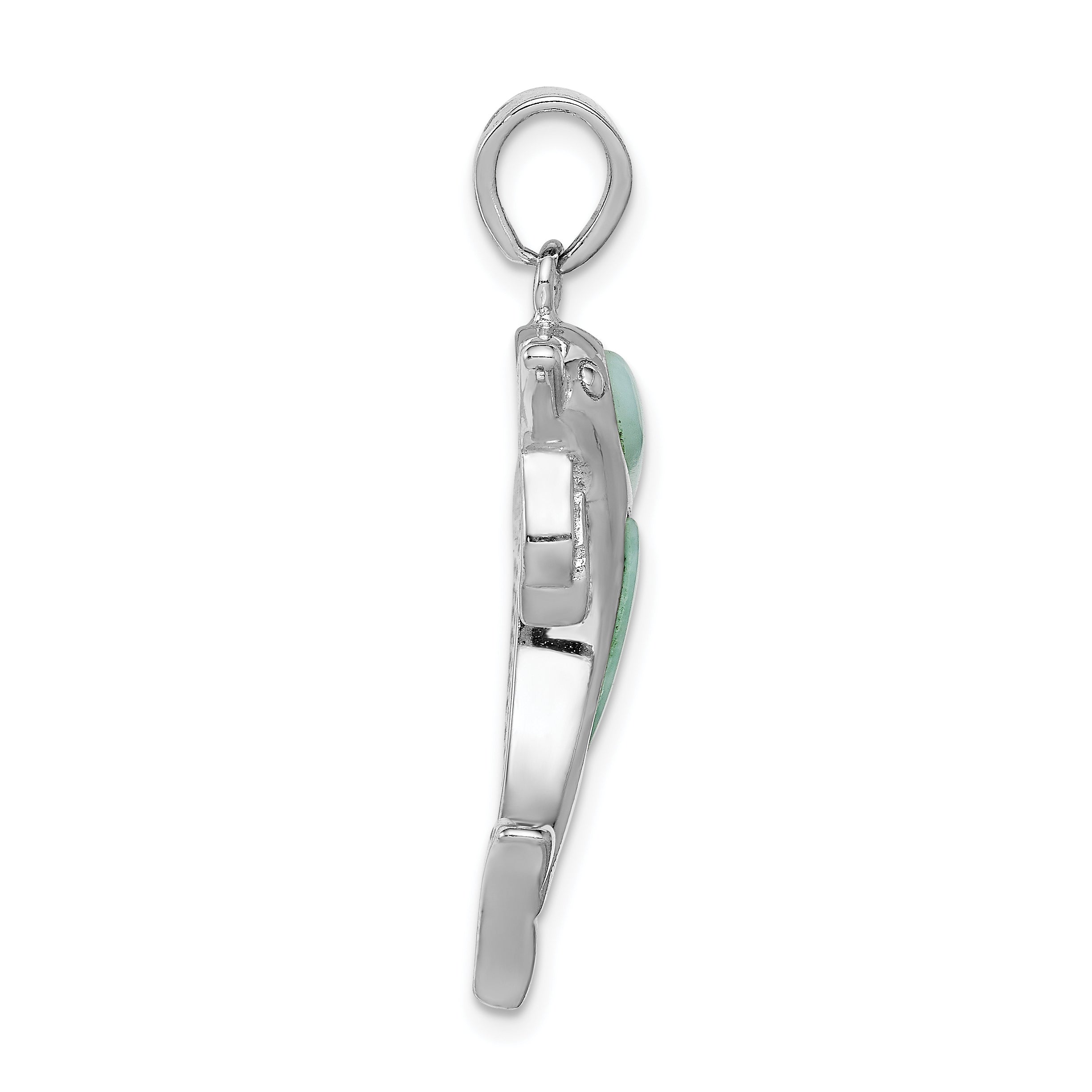 Sterling Silver Rhodium-plated Larimar Dolphin Pendant Secondary image