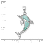 Sterling Silver Rhodium-plated Larimar Dolphin Pendant