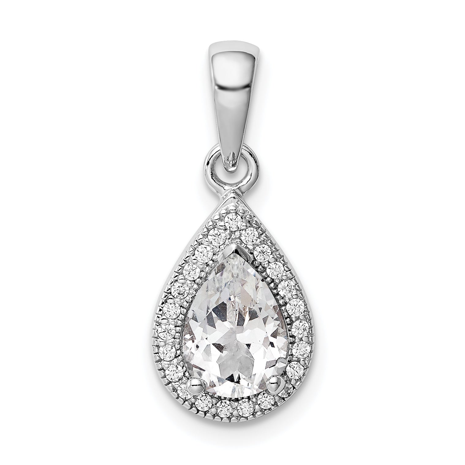 Sterling Silver Rhodium Plated CZ Pendant Main image