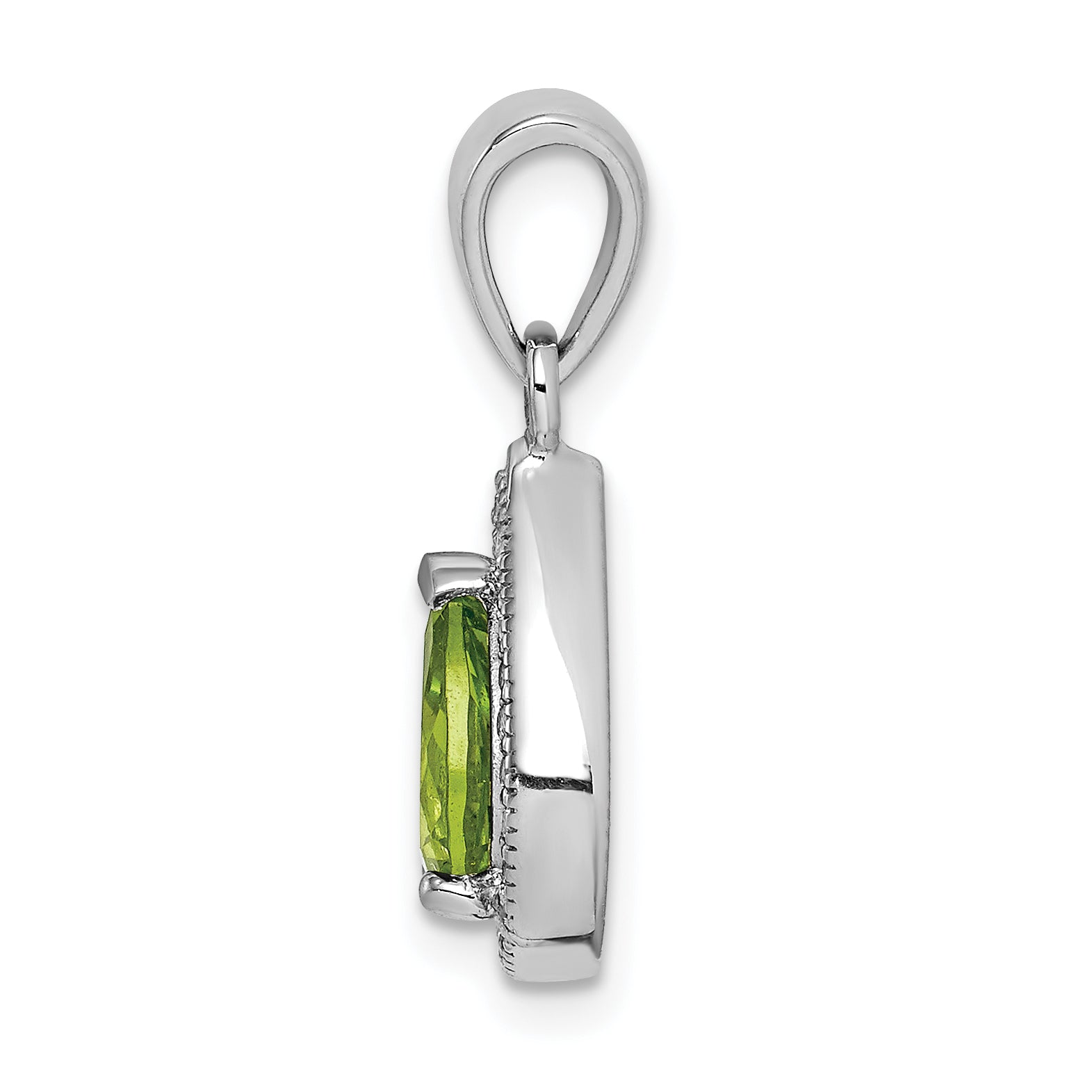 Sterling Silver Rhodium Plated Green and Clear CZ Pendant Secondary image