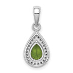 Sterling Silver Rhodium Plated Green and Clear CZ Pendant