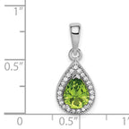 Sterling Silver Rhodium Plated Green and Clear CZ Pendant