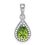 Sterling Silver Rhodium Plated Green and Clear CZ Pendant