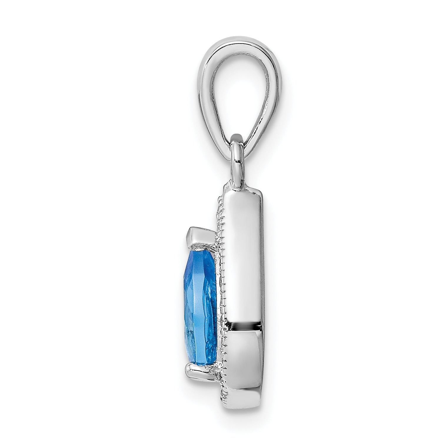 Sterling Silver Rhodium Plated Blue and Clear CZ Pendant Secondary image