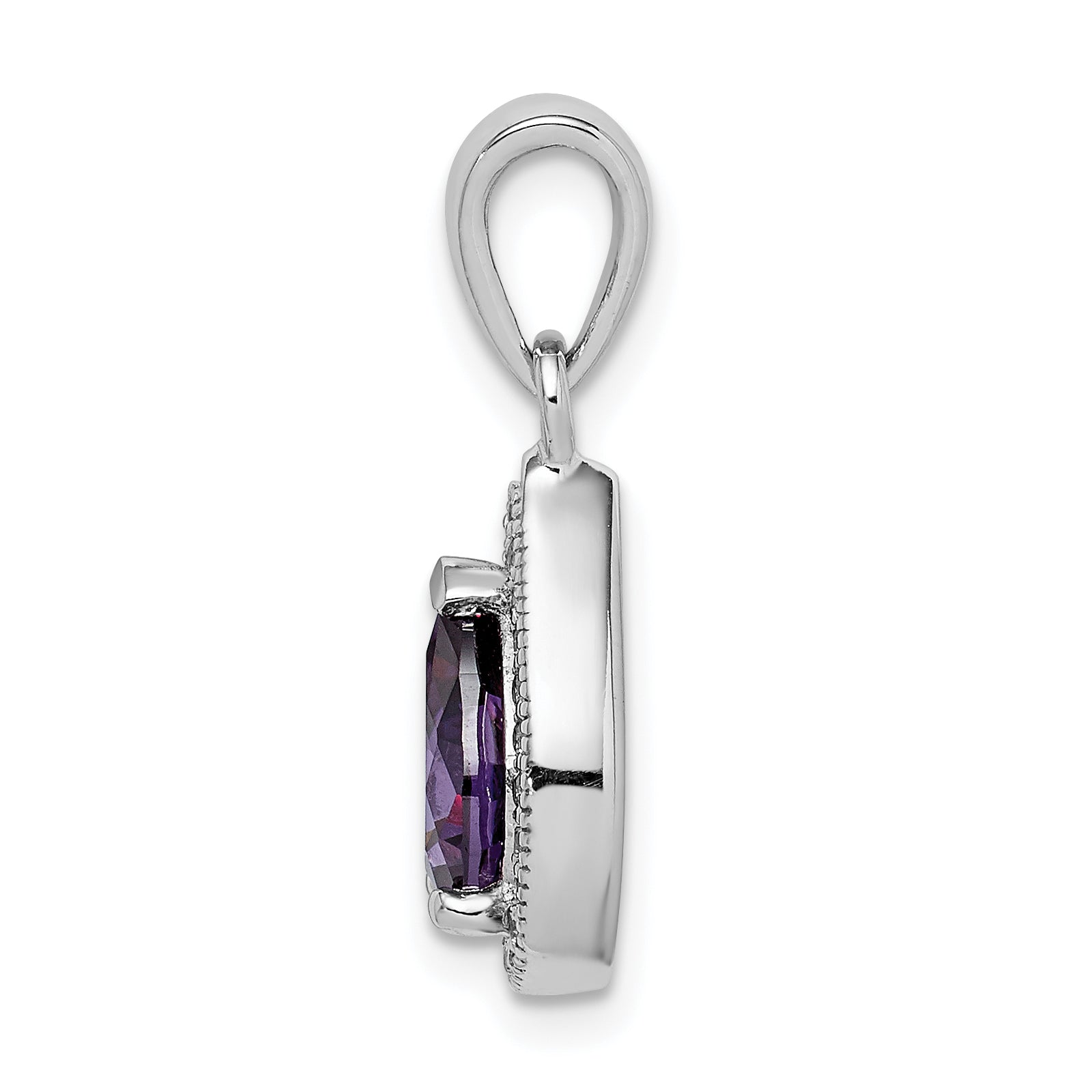Sterling Silver Rhod Plated Purple and Clear CZ Pendant Secondary image
