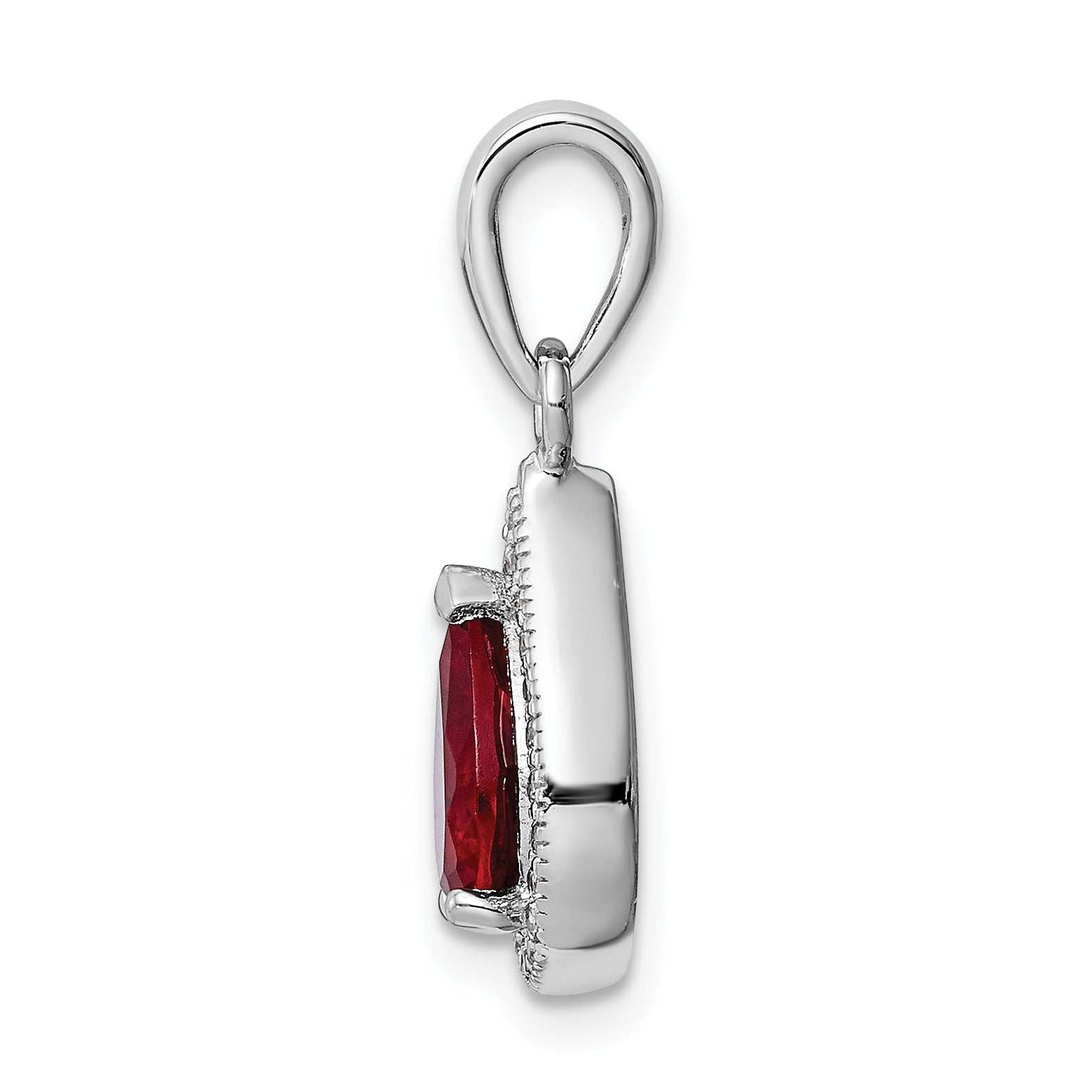 Sterling Silver Rhod Plated Red and Clear CZ Pendant Secondary image