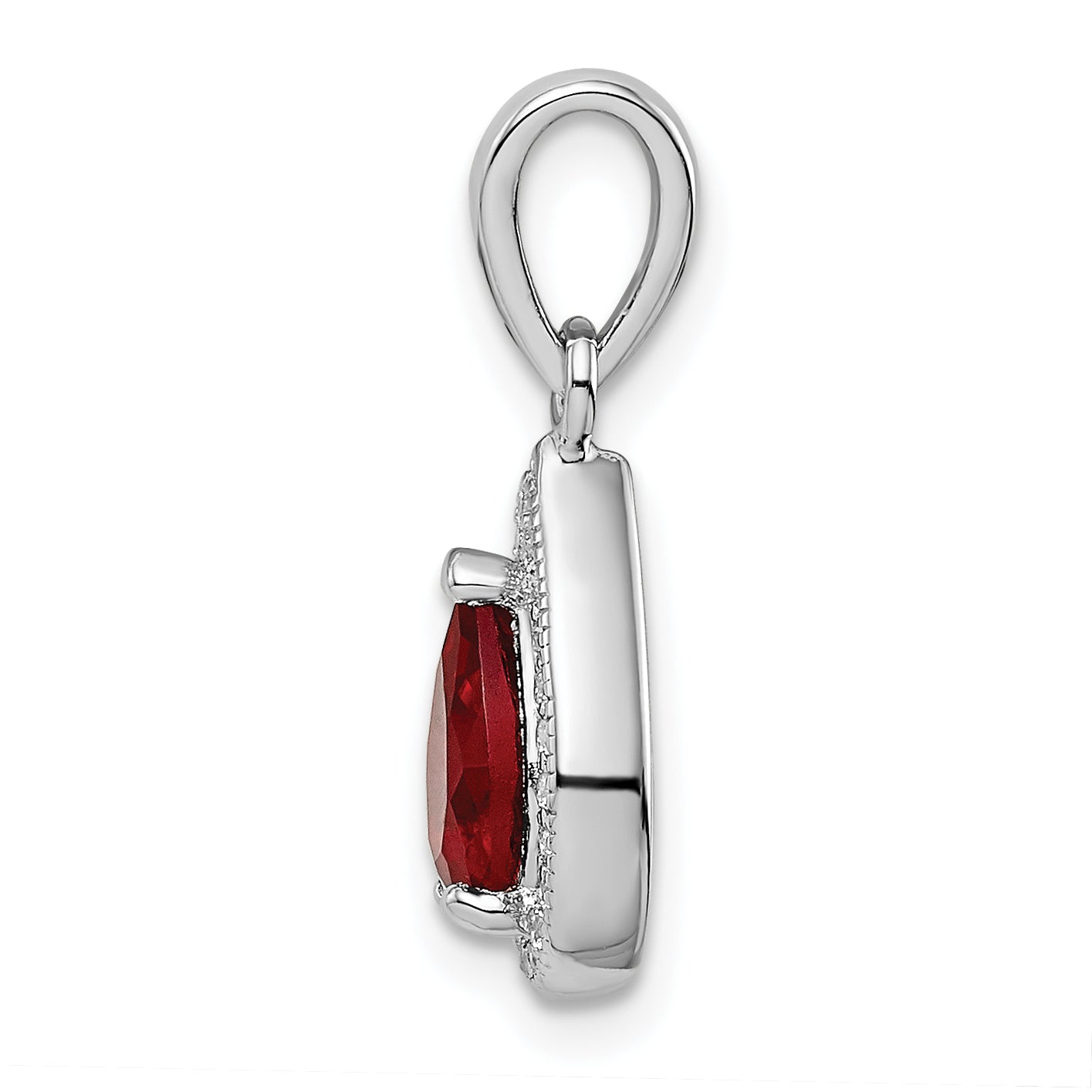 Sterling Silver Rhodium-Plated Red and Clear CZ Pendant Secondary image