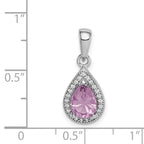 Sterling Silver Rhodium-Plated Purple and Clear CZ Pendant