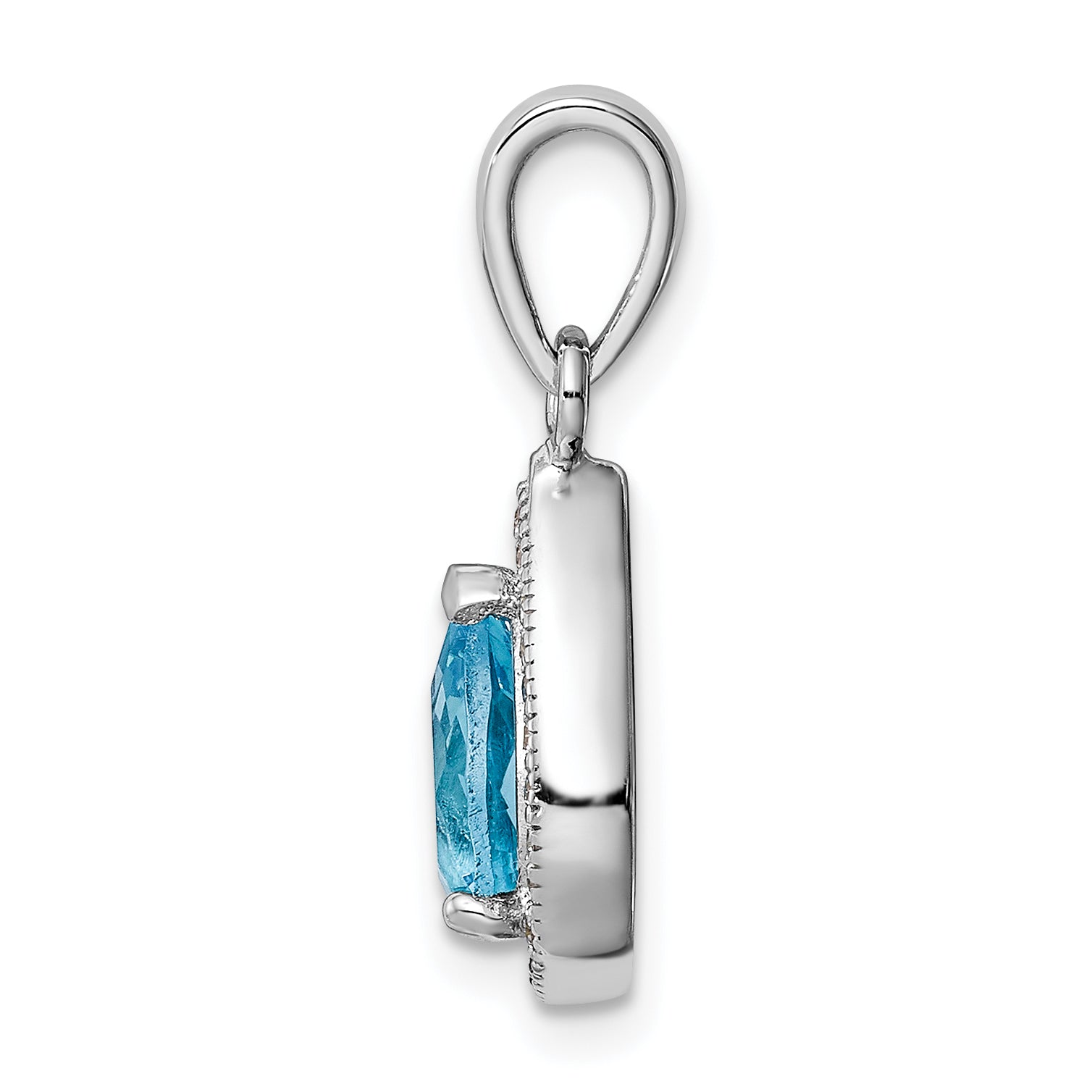 Sterling Silver Rhod Plated Blue and Clear CZ Pendant Secondary image