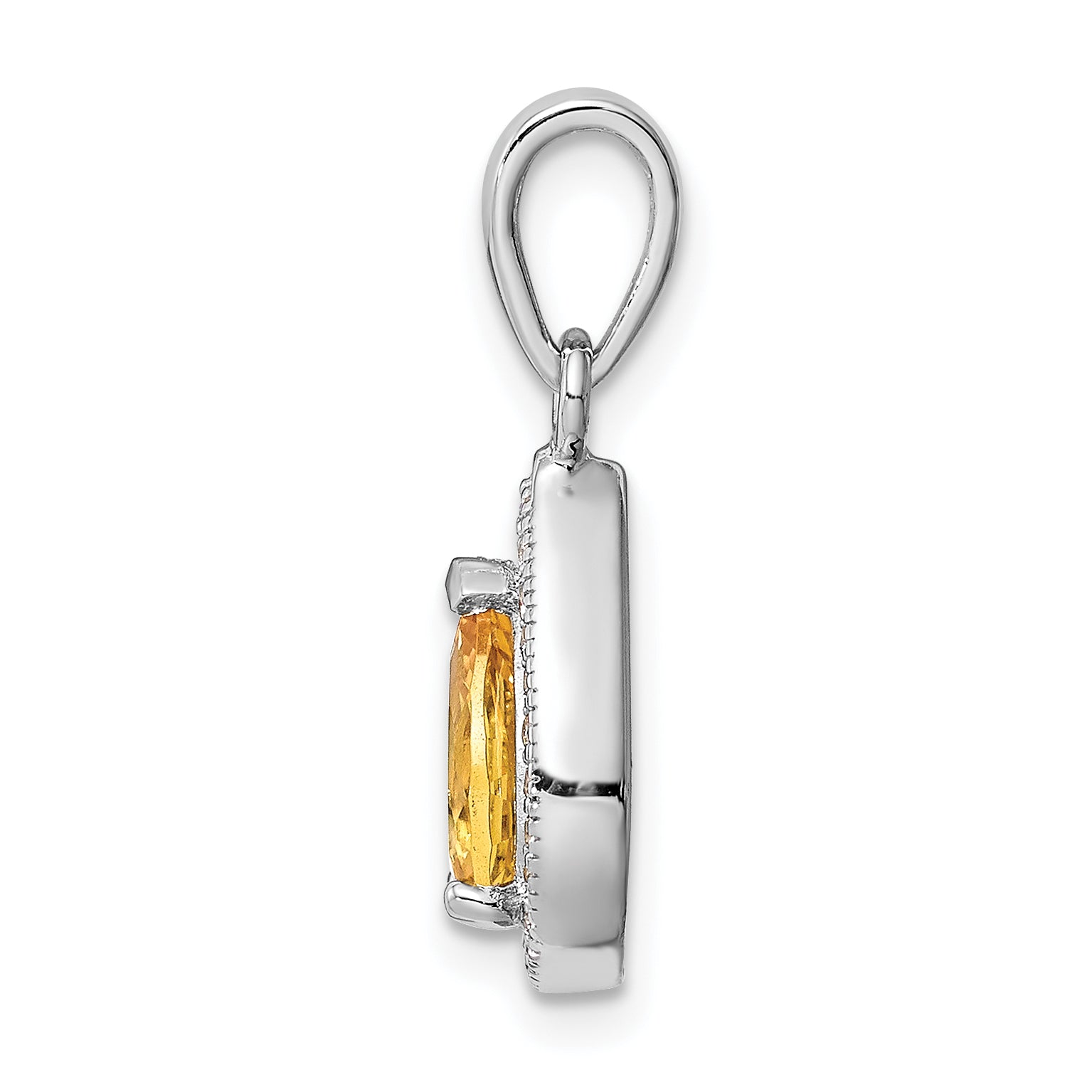 Sterling Silver Rhodium Plated Yellow and Clear CZ Pendant Secondary image