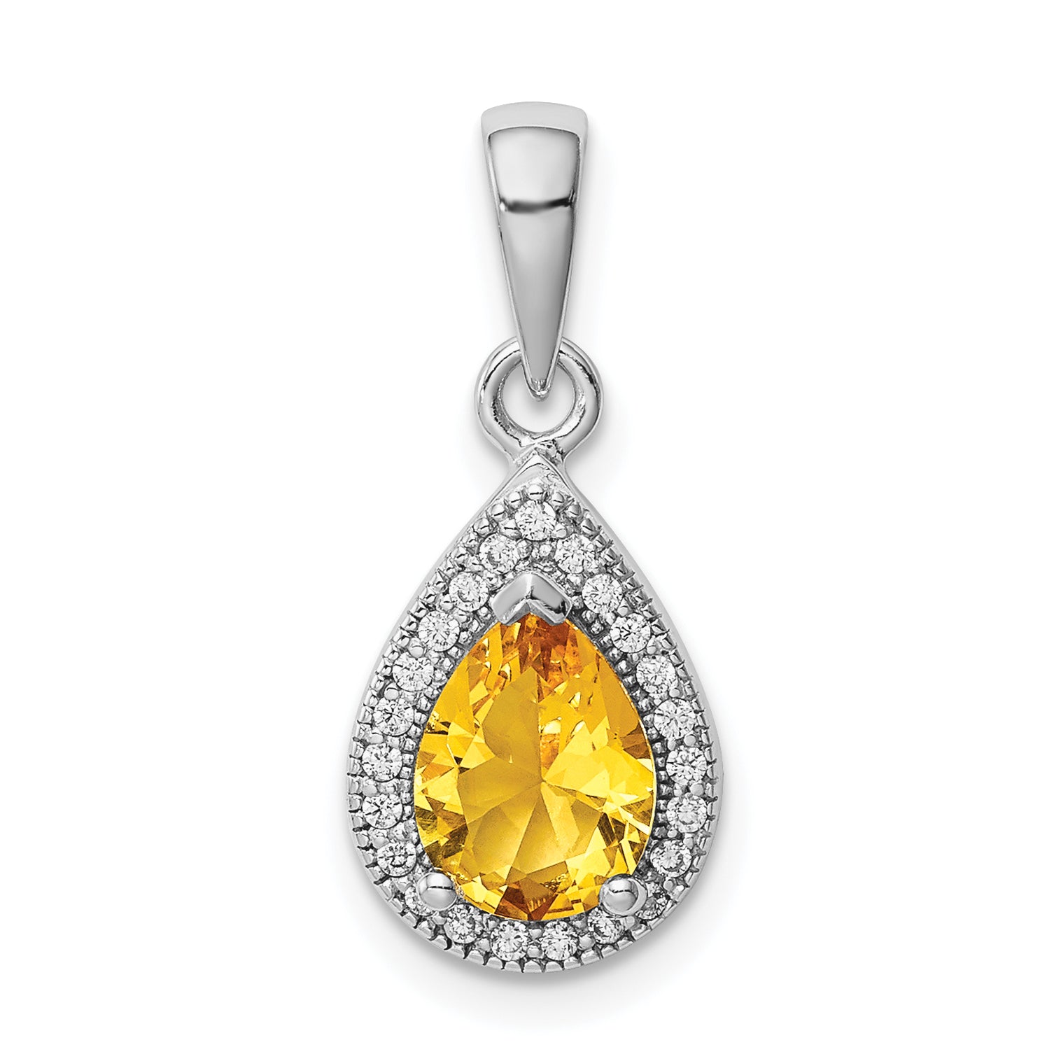 Sterling Silver Rhodium Plated Yellow and Clear CZ Pendant Main image