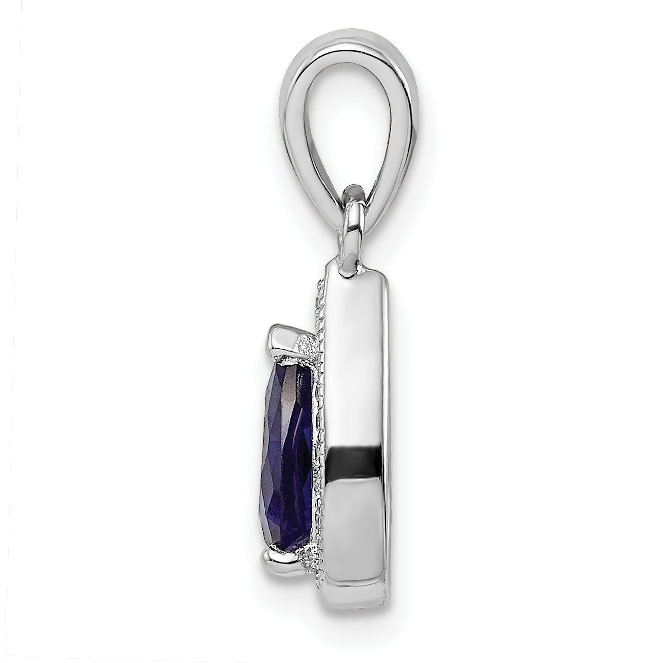 Sterling Silver Rhodium Plated Blue and Clear CZ Pendant Secondary image