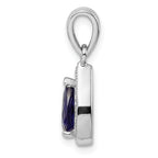 Sterling Silver Rhodium Plated Blue and Clear CZ Pendant
