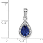 Sterling Silver Rhodium Plated Blue and Clear CZ Pendant