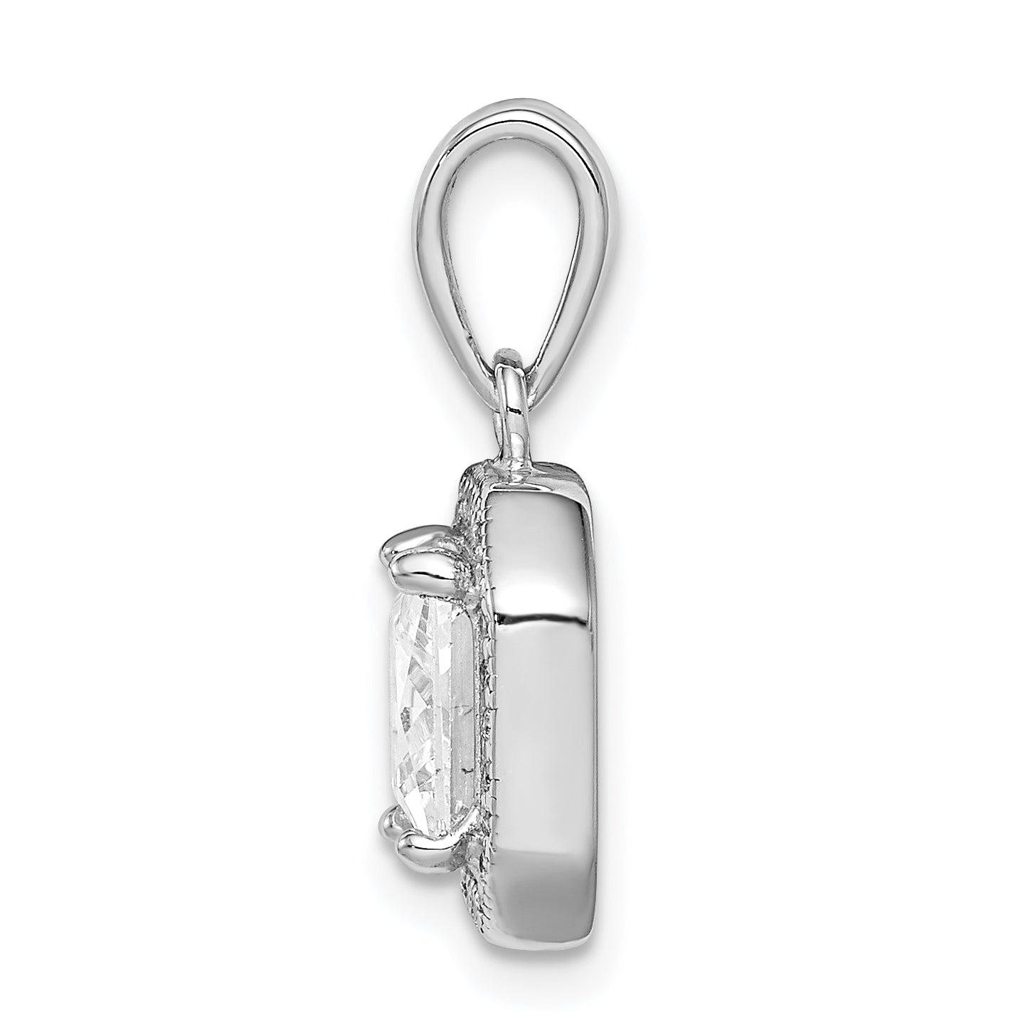 Sterling Silver Rhodium Plated Clear CZ and Square Clear CZ Pendant Secondary image
