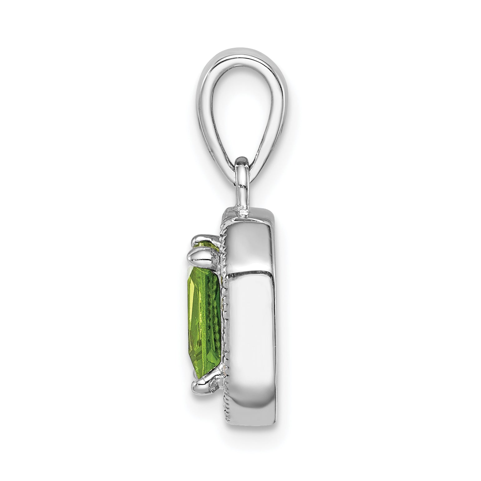 Sterling Silver Rhodium Plated Clear CZ and Square Green CZ Pendant Secondary image