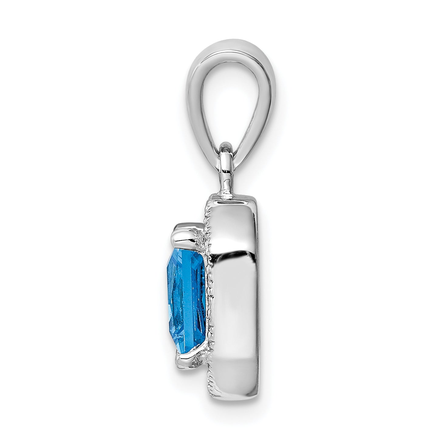 Sterling Silver Rhodium Plated Clear CZ and Square Blue CZ Pendant Secondary image