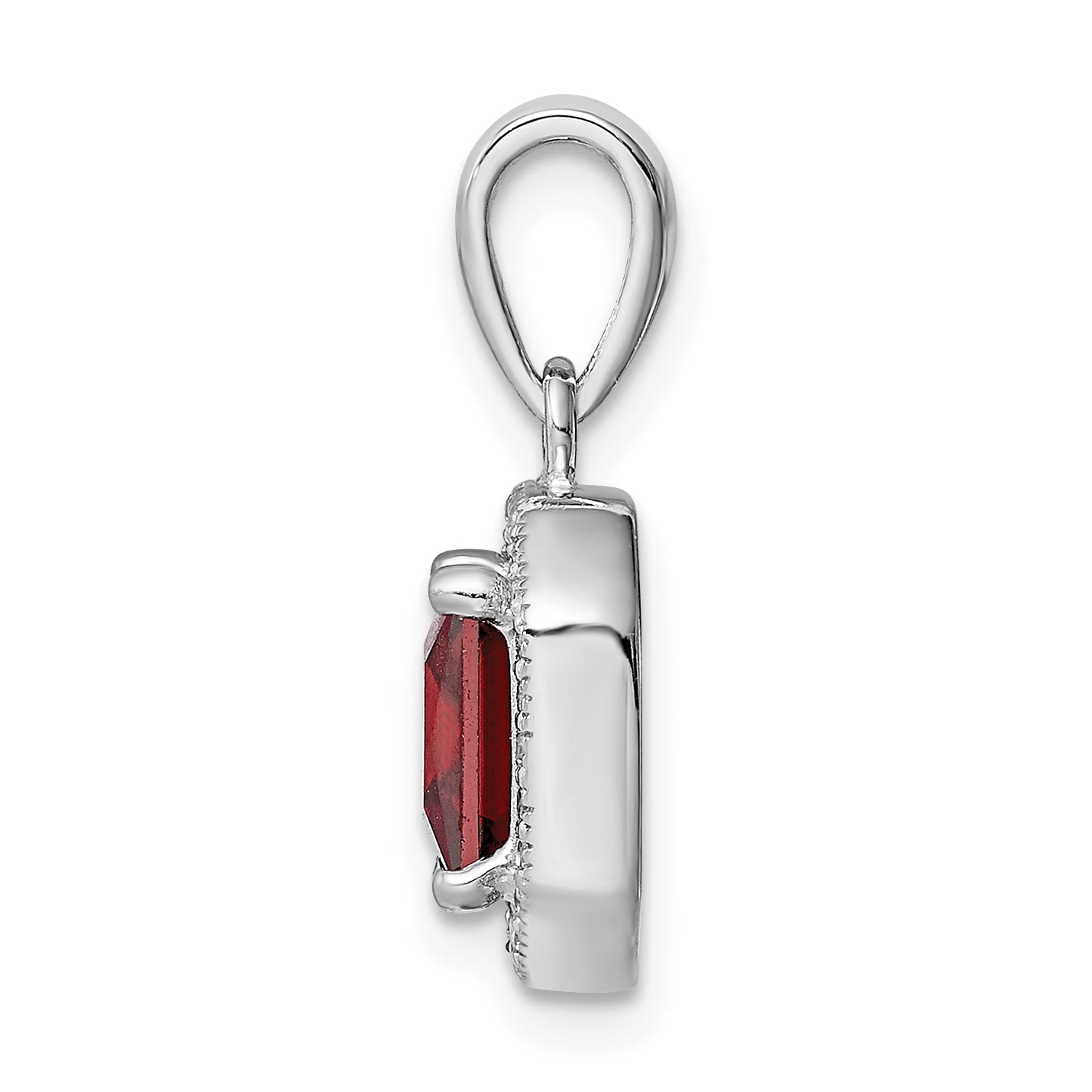 Sterling Silver Rhodium Plated Clear CZ and Square Red CZ Pendant Secondary image