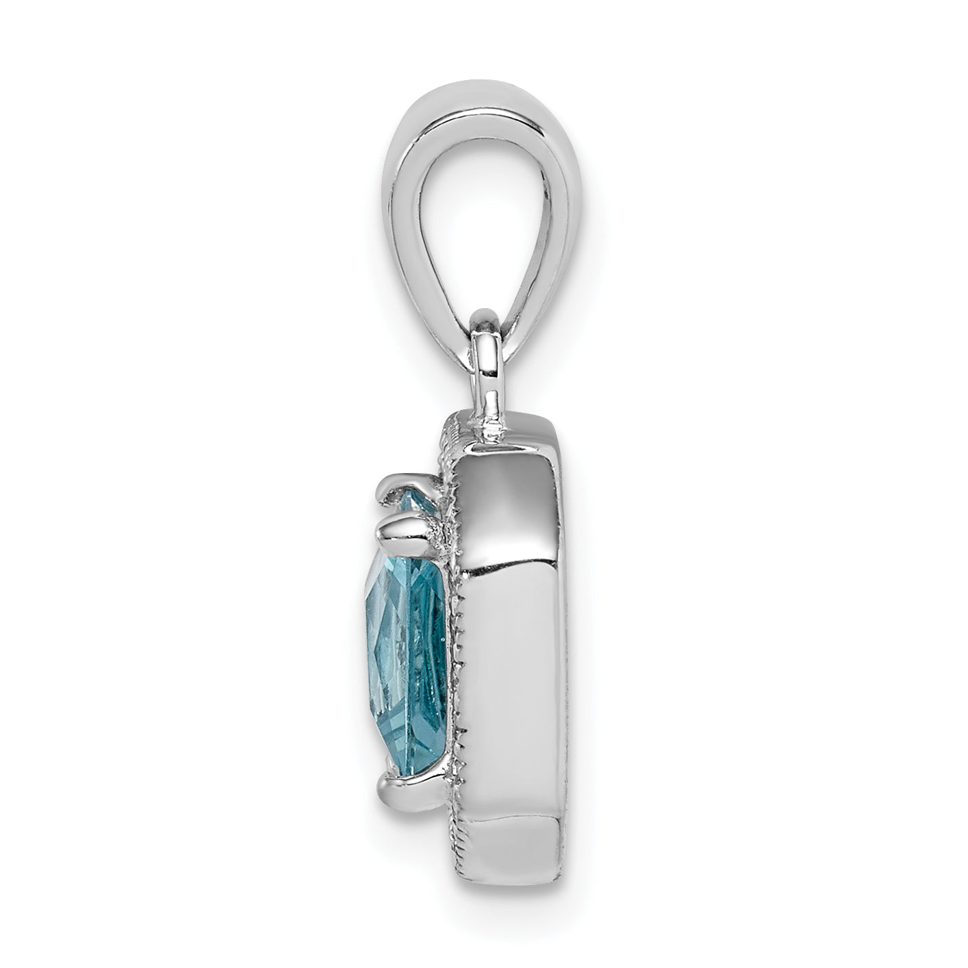 Sterling Silver Rhodium Plated Clear CZ and Square Blue CZ Pendant Secondary image